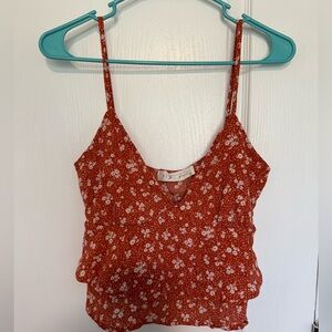RED AND WHITE FLOWERED CROP TOP